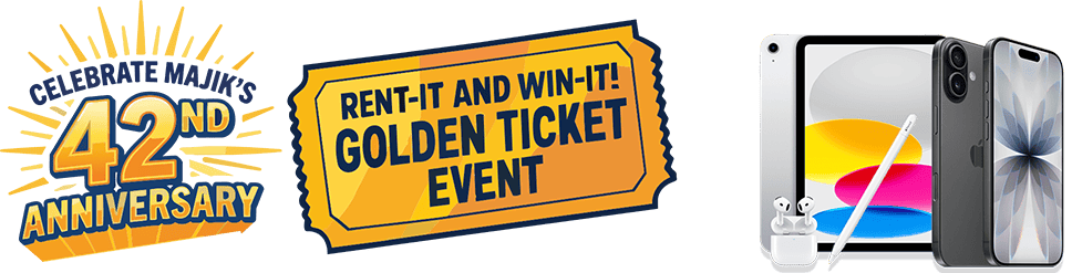 Celebrate Majik's 42nd anniversary, rent it and win it! Golden ticket event